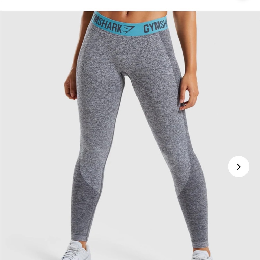 Gymshark Gray Leggings with Blue Waistband